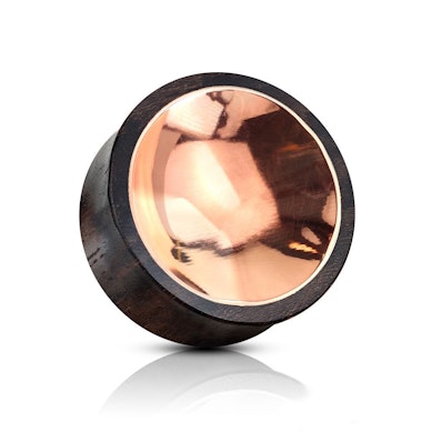 Plug cóncavo de madera con frente de cobre