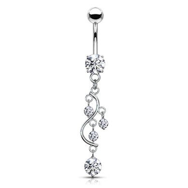 Piercing para el ombligo con brillantes en forma de s