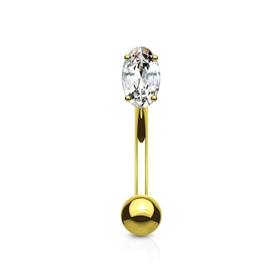 Barra curvada en oro de 14 quilates con brillante