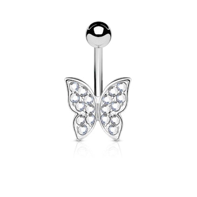 Piercing para el ombligo con mariposa y brillantes incrustados