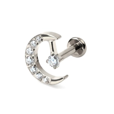 Labret de titanio con luna y estrella
