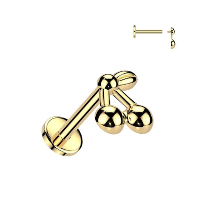 Labret de titanio con cerezas y parte plana