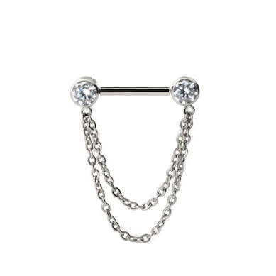 Barra para el pezón de titanio con cadenas