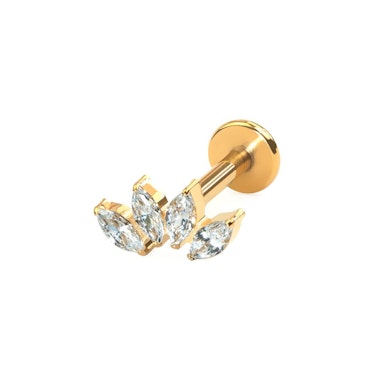Labret de titanio con cuatro piedras marquise