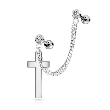 Conjunto de barras con piedras de cristal y cadenas con cruz