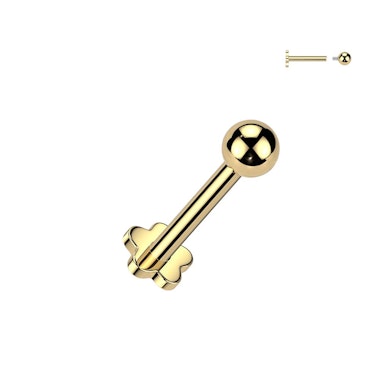Labret de titanio con parte trasera de flor