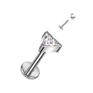 Labret de titanio de rosca interna con piedra triangular