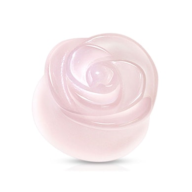Plug de cuarzo rosa en forma de rosa