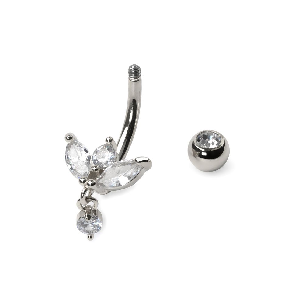 Piercing para el ombligo con piedras de corte marquise