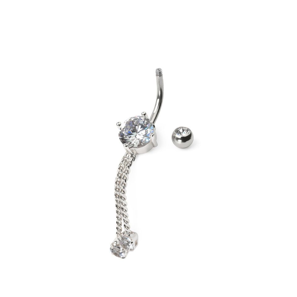Piercing para el ombligo con piedras y cadenas