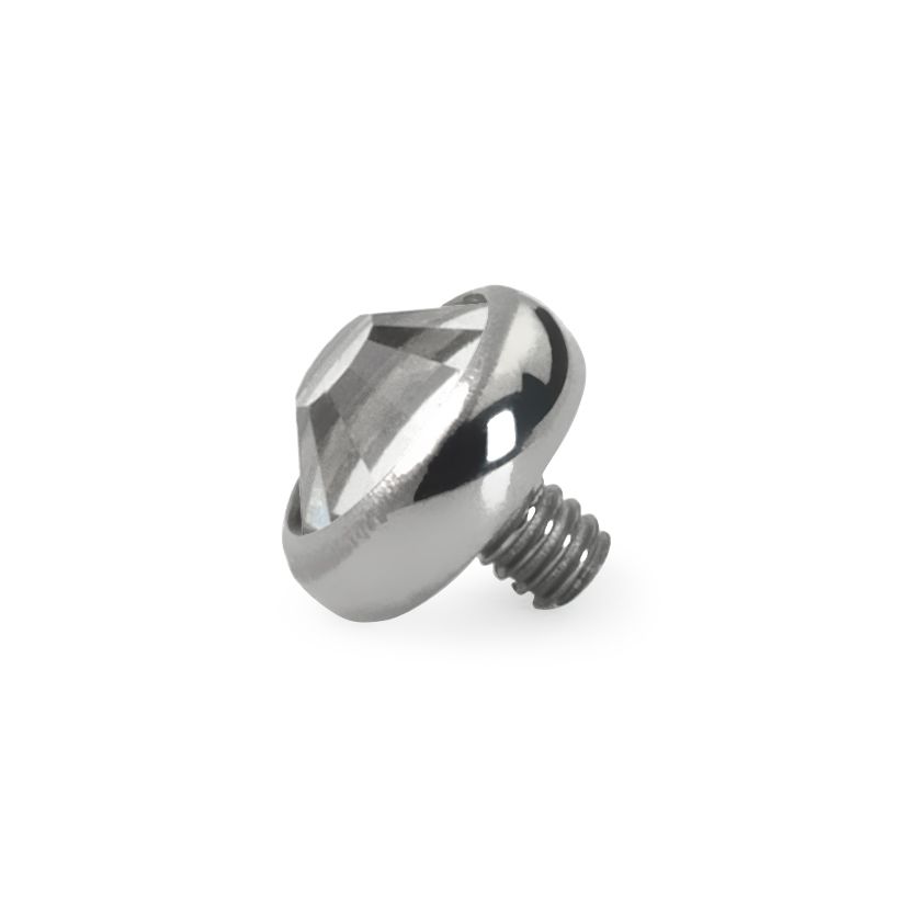 Joya superior de titanio con piedra circonita biselada