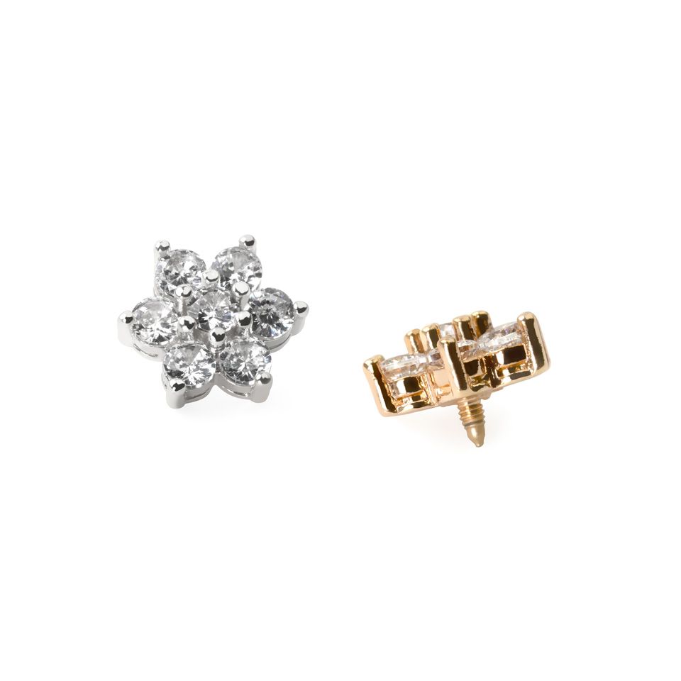 Joya para microdermal en forma de flor de brillantes en varios colores