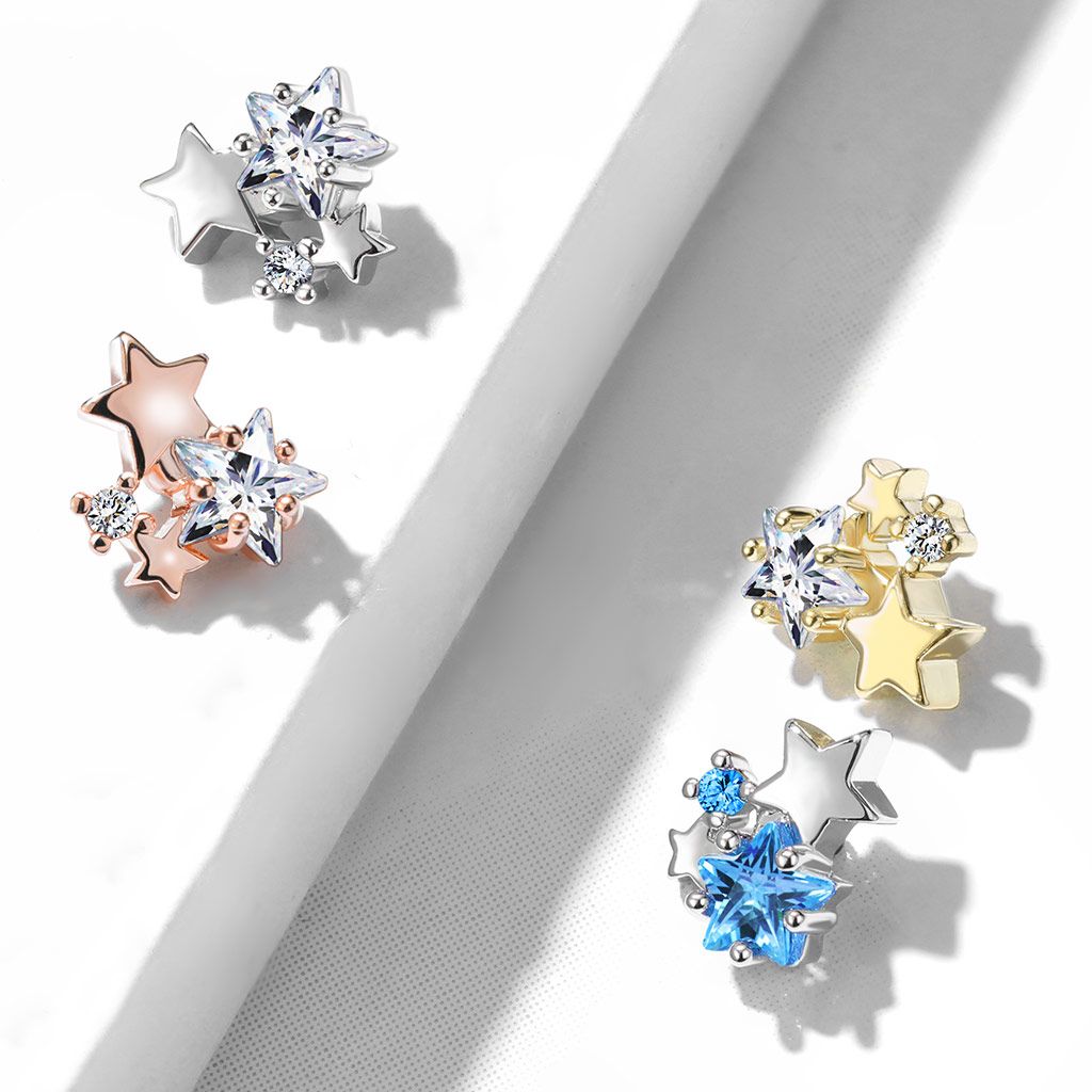 Joya para microdermal con lluvia de estrellas