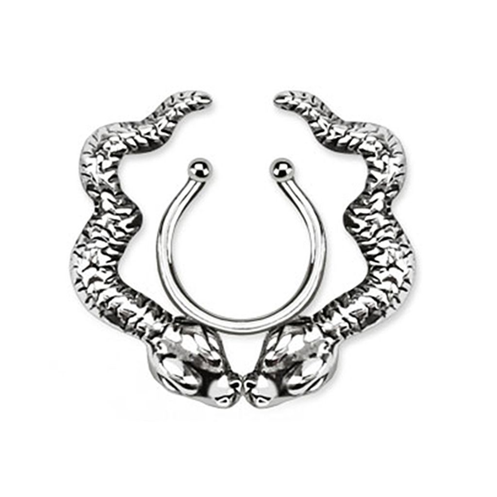 Fake piercing clip-on para el pezón con serpientes