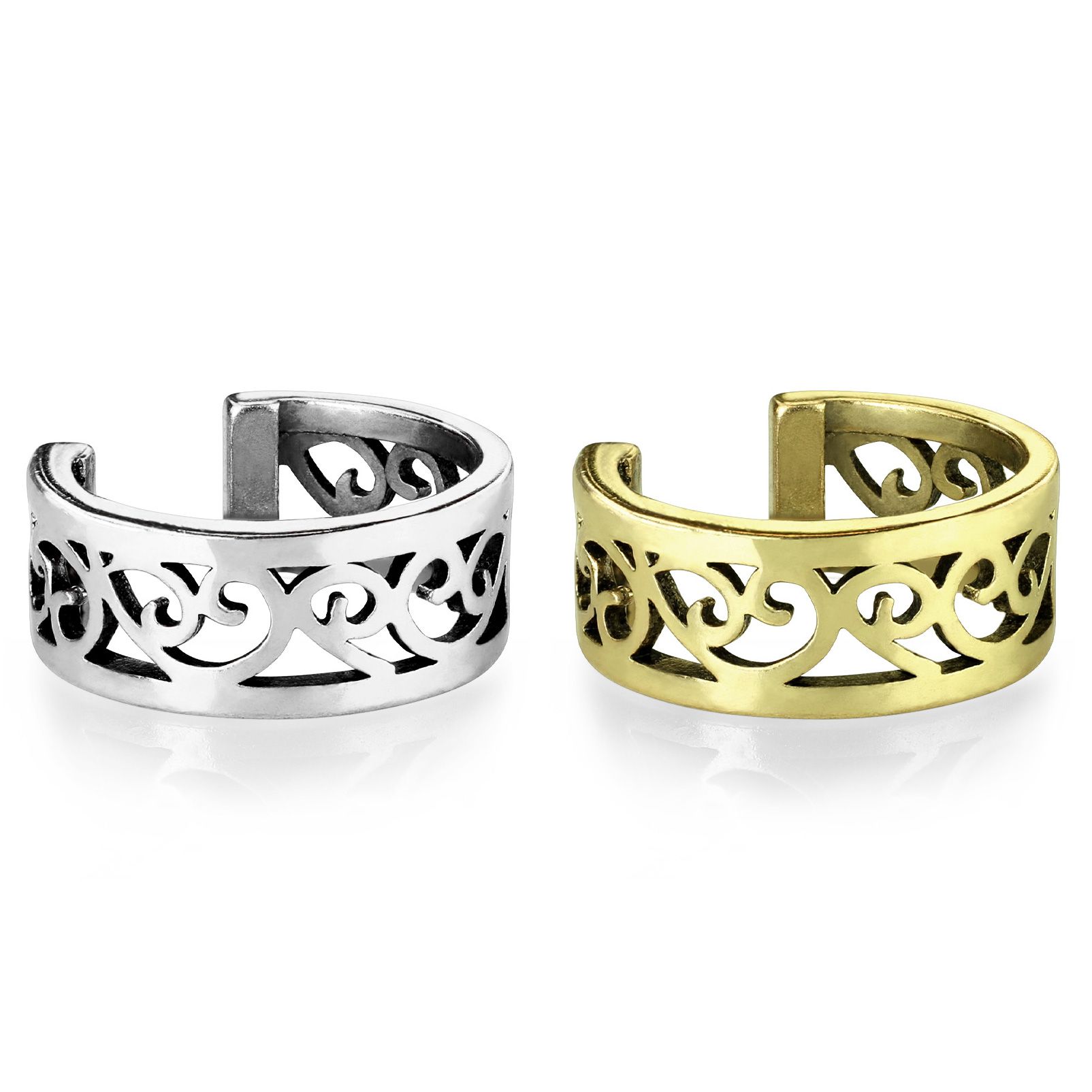 Ear cuff con calado de filigrana con corazones