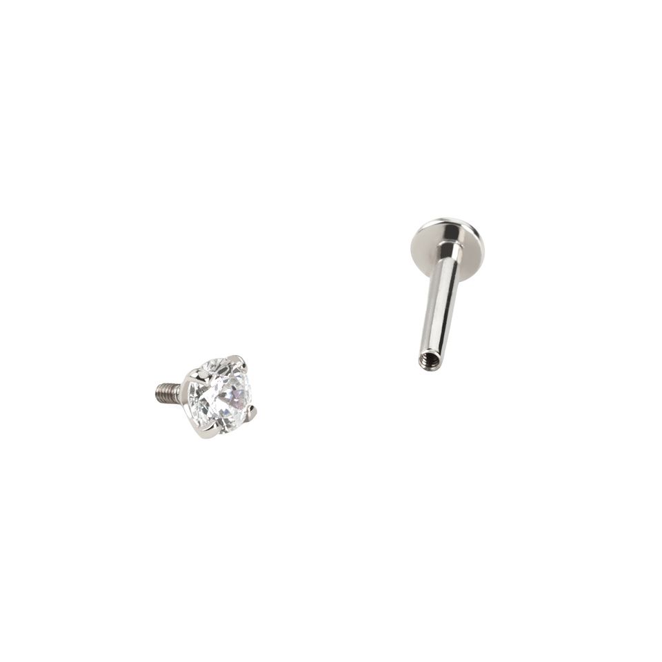 Labret en oro de 14 quilates con rosca interna y brillante