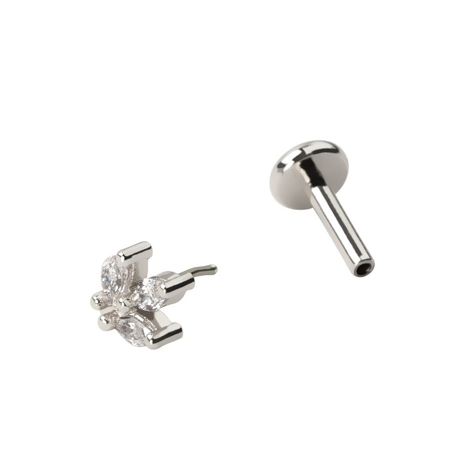 Labret push-in con brillantes en corte marquesa