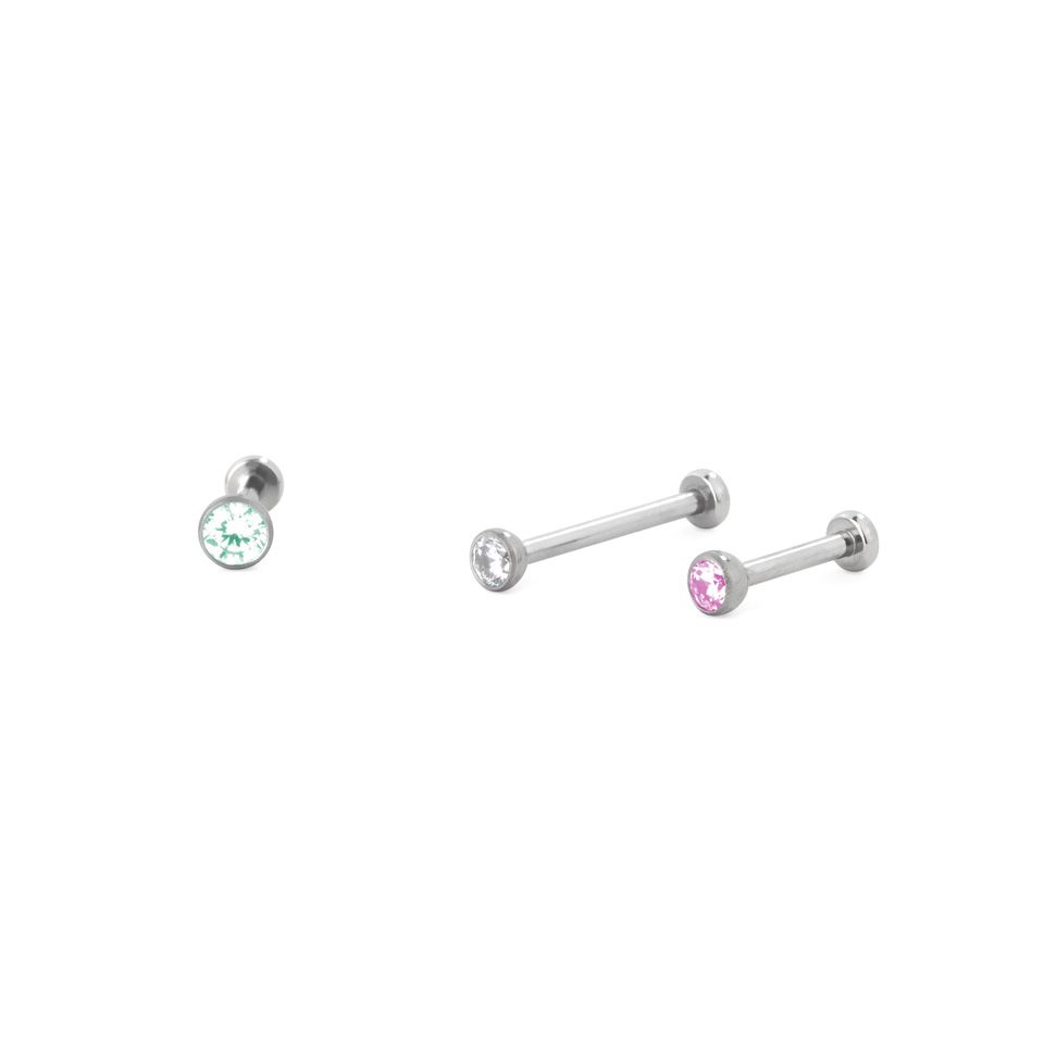 Labret push-in en titanio con brillante engastado