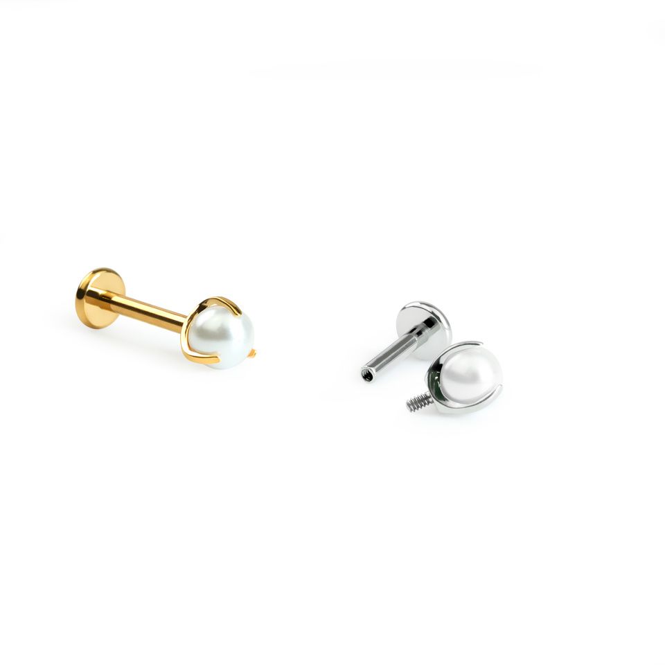 Labret de titanio con perla