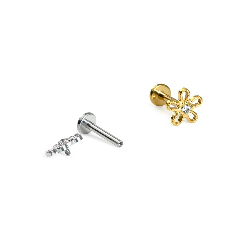 Labret de titanio con flor
