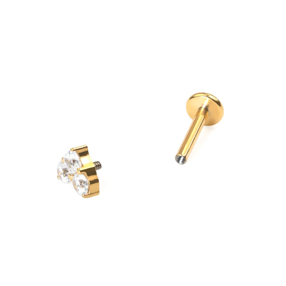 Labret de titanio en forma de corazón con piedras
