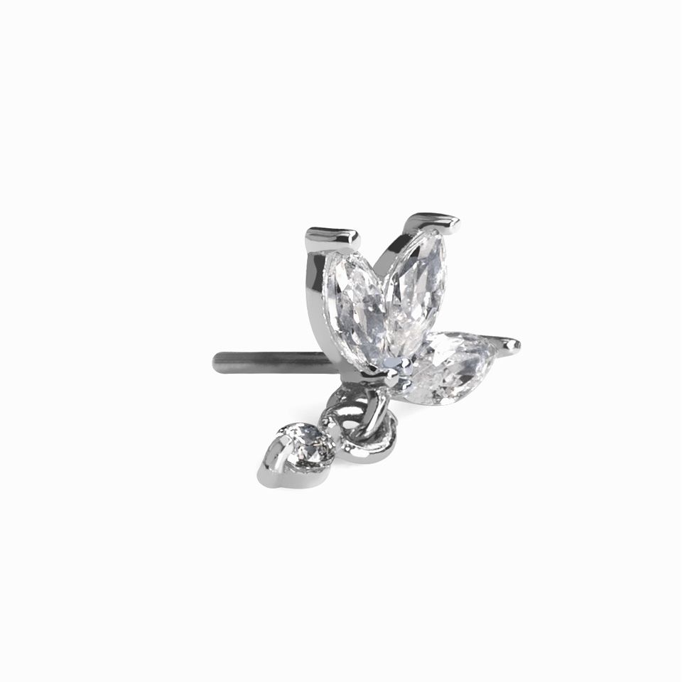 Joya push-in de oro 14K con flor de loto y colgante