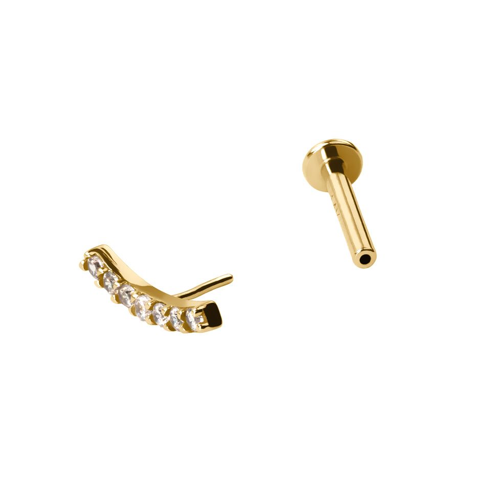 Labret push-in de oro de 14 quilates con brillantes incrustados