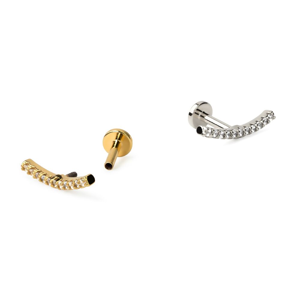 Labret con rosca interna y cuenta curva empedrada