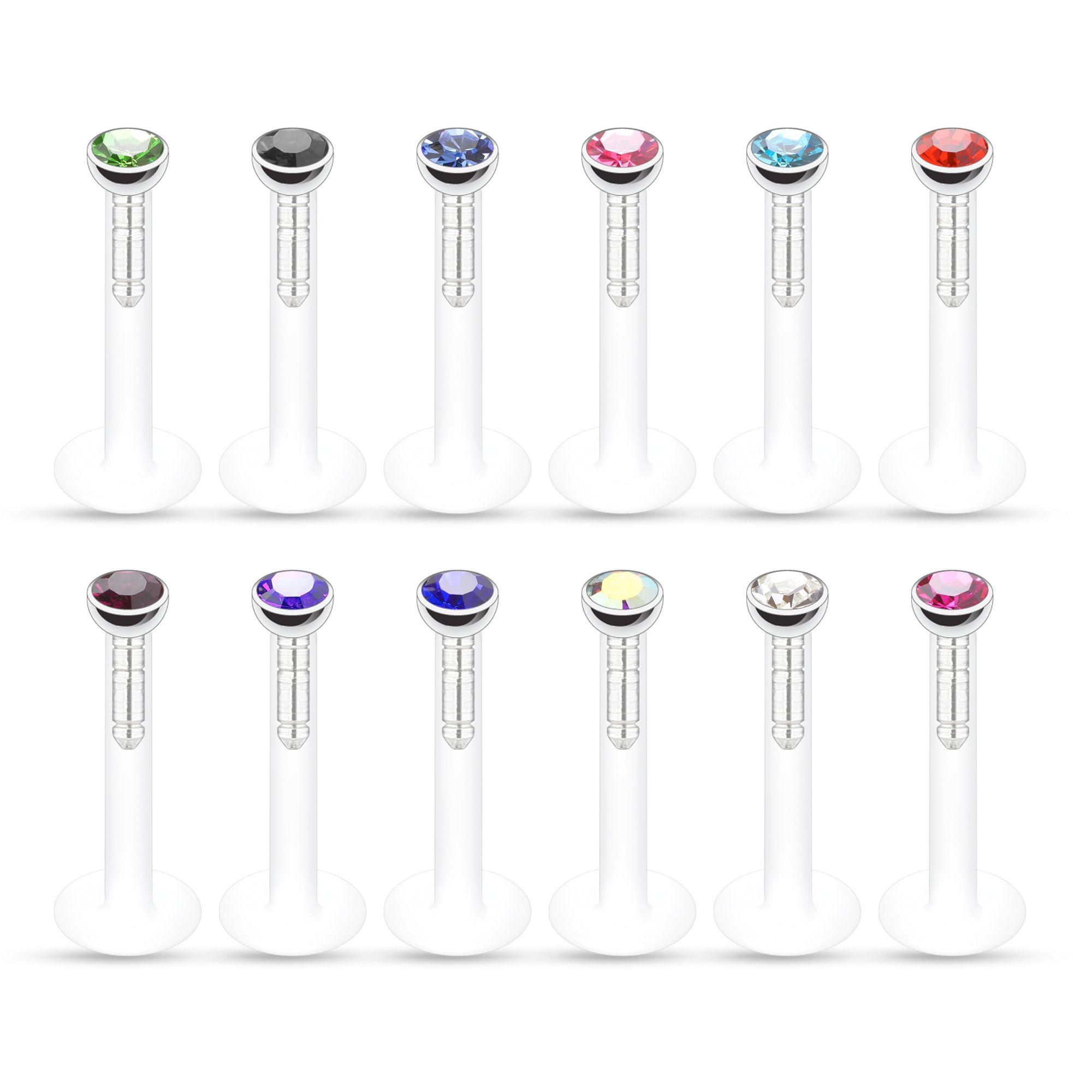 Labret de ptfe de brillantes de distintos colores