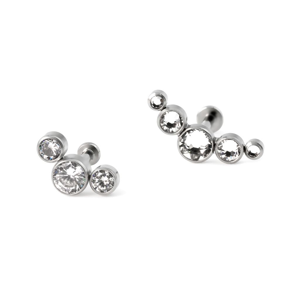 Labret push-in en titanio con variedad de brillantes