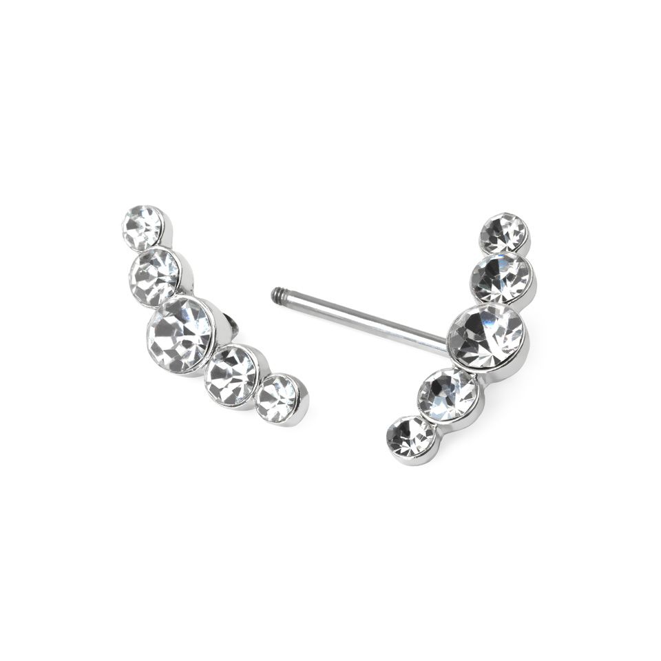 Piercing para el pezón con fila curva de brillantes