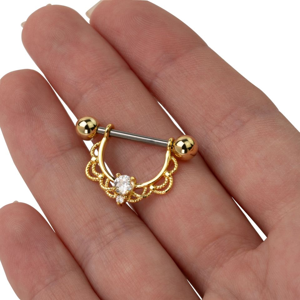 Piercing para el pezón con filigrana y brillante