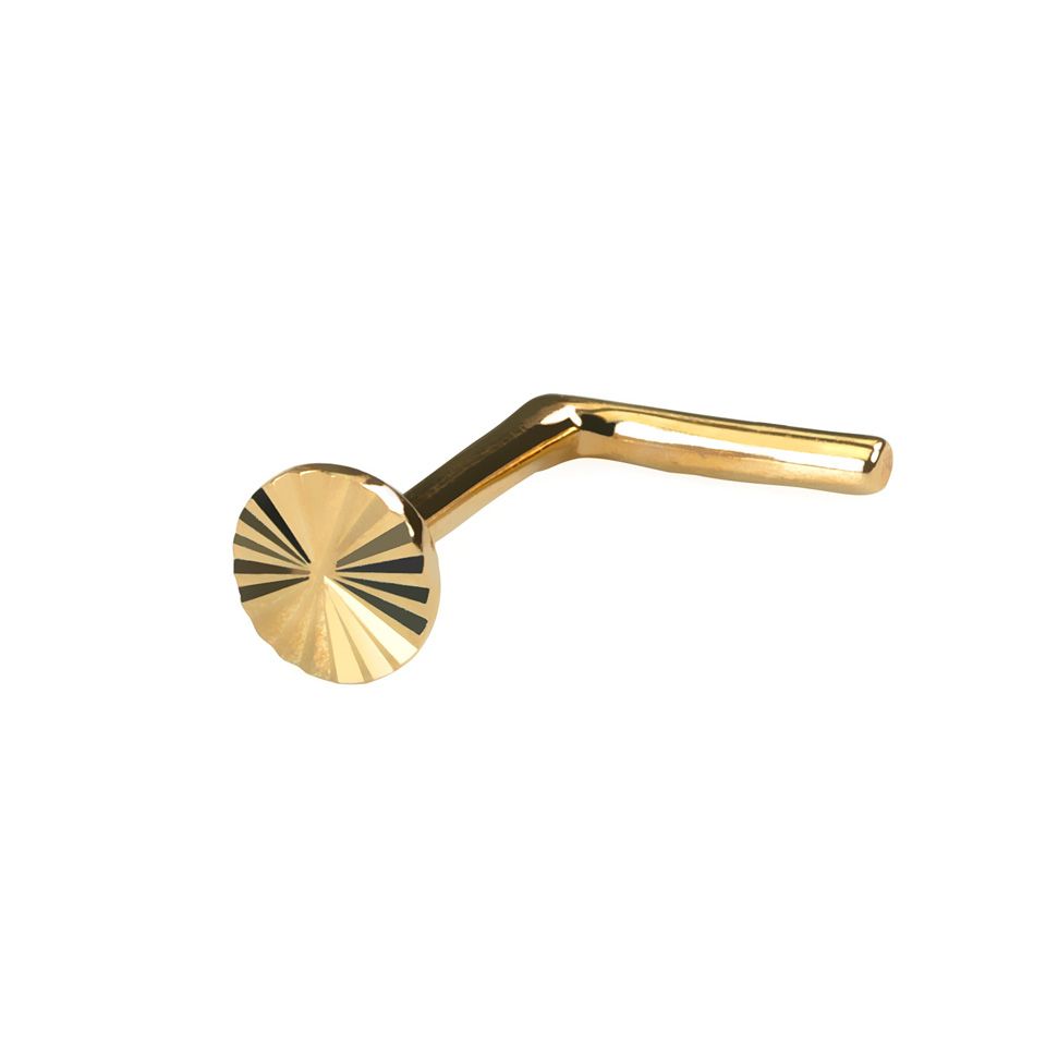 Barra para la nariz de oro 14K con corte de diamante