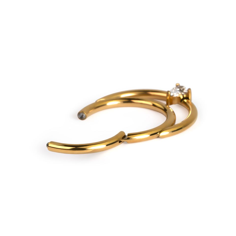 Aro clicker doble de titanio con piedra en forma de gota