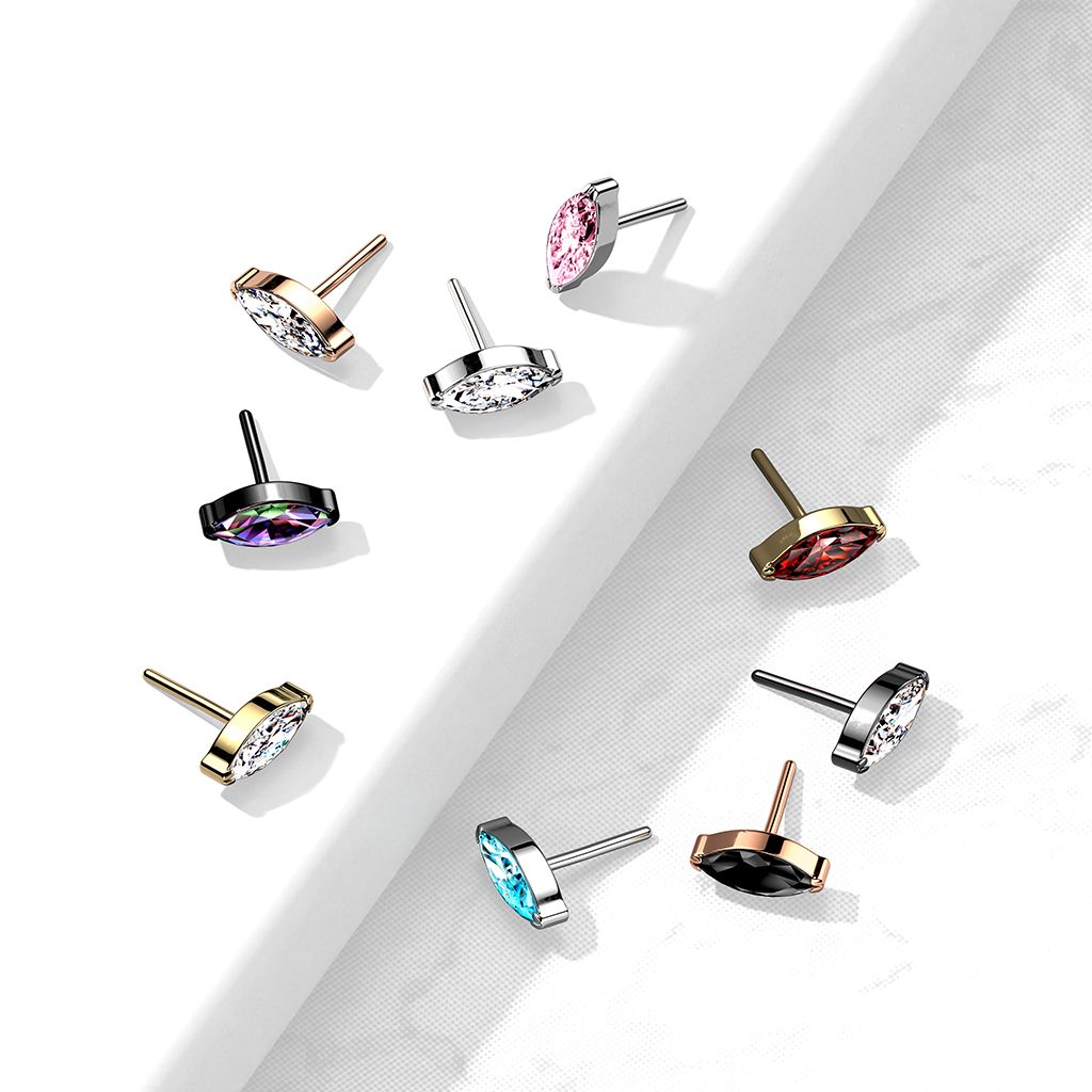 Joya push-in sin rosca en titanio con brillante marquesa