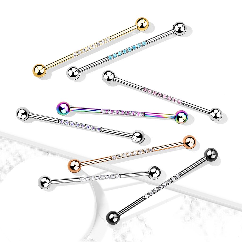 Barra industrial con hilera de brillantes