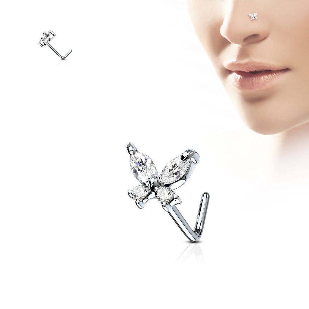 Piercing para la nariz con mariposa de brillantes