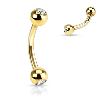 Barra curvada chapada en oro con brillantes