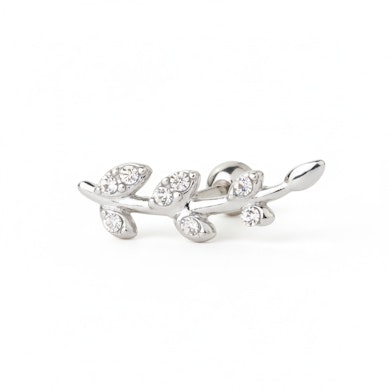 Pendiente para la oreja con hojas de brillantes