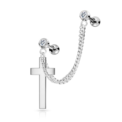Conjunto de barras con piedras de cristal y cadenas con cruz