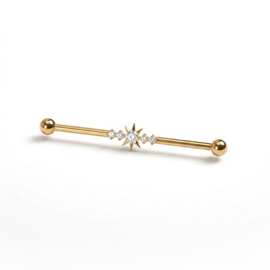 Barra industrial de titanio con estrella central y pedrería