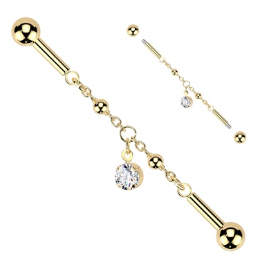 Barra industrial con cadena y piedra colgante