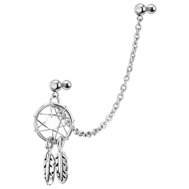 Piercing para la hélice y el trago de atrapasueños con plumas