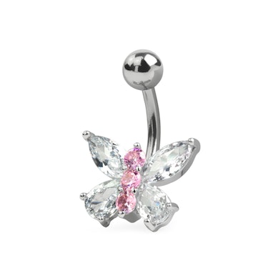 Piercing para el ombligo con mariposa de cristal