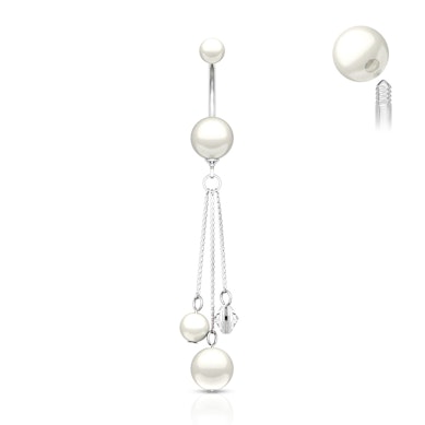 Piercing para el ombligo con perlas de acrílico y colgantes