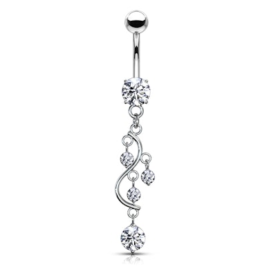 Piercing para el ombligo con brillantes en forma de s
