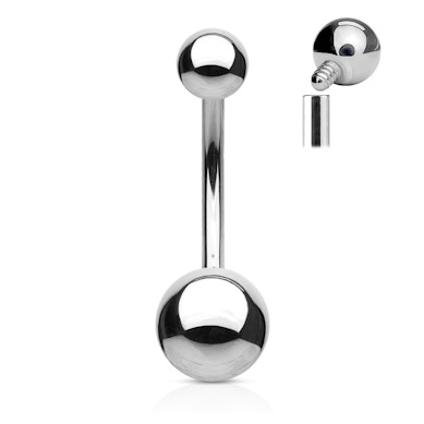 Piercing para el ombligo en acero quirúrgico con rosca interna