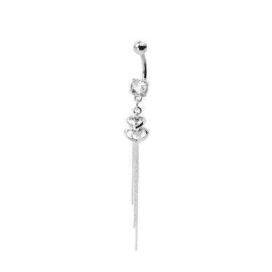 Piercing para el ombligo colgante de corazón doble y brillantes