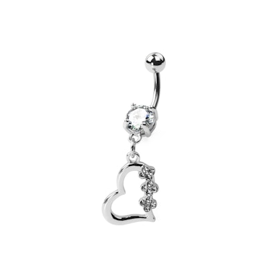 Piercing para el ombligo de titanio con corazón y brillantes