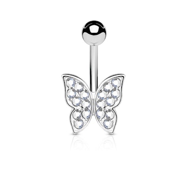 Piercing para el ombligo con mariposa y brillantes incrustados